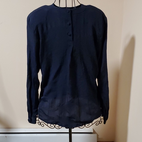 Gianni vintage navy rayon blouse size 8 - Picture 5 of 10